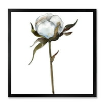 Designart 'Cotton Flower Retro Style' Traditional Framed Art Print