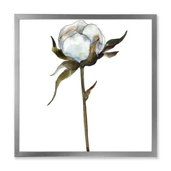 Designart 'Cotton Flower Retro Style' Traditional Framed Art Print