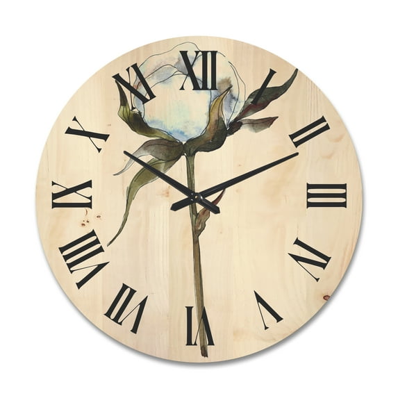 Designart 'Cotton Flower Retro Style' Traditional Wood Wall Clock