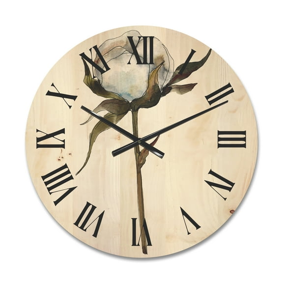 Designart 'Cotton Flower Retro Style' Traditional Wood Wall Clock
