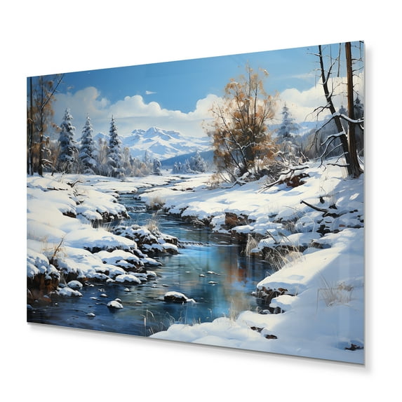 Designart "Country Charm in the Winter Landscape II" Landscapes Metal Wall Art Prints
