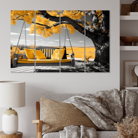 Designart "Country Comfort Farmhouse Yellow wall art II" Floral Metal Wall Décor Set