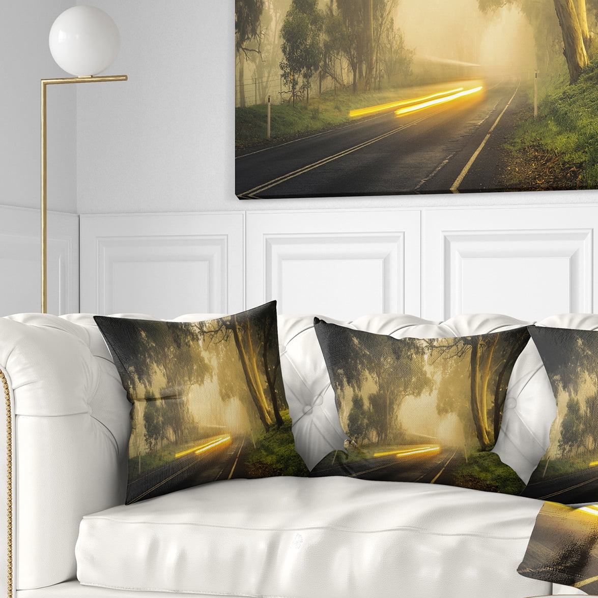 Designart Country Drive - Landscape Photography Throw Pillow - 16x16
