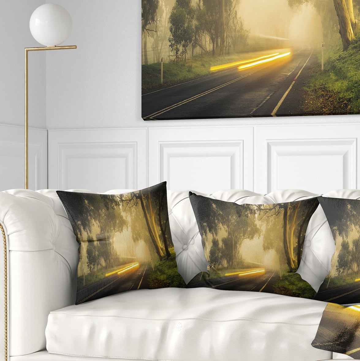 Designart Country Drive - Landscape Photography Throw Pillow - 18x18
