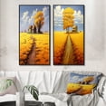 thumbnail image 1 of Designart "Country Road Amidst Golden Blossoms II" Meadow Framed Wall Art Set Of 2 - Traditional Yellow Gallery Wall Frame Set For Home Decor, 1 of 6
