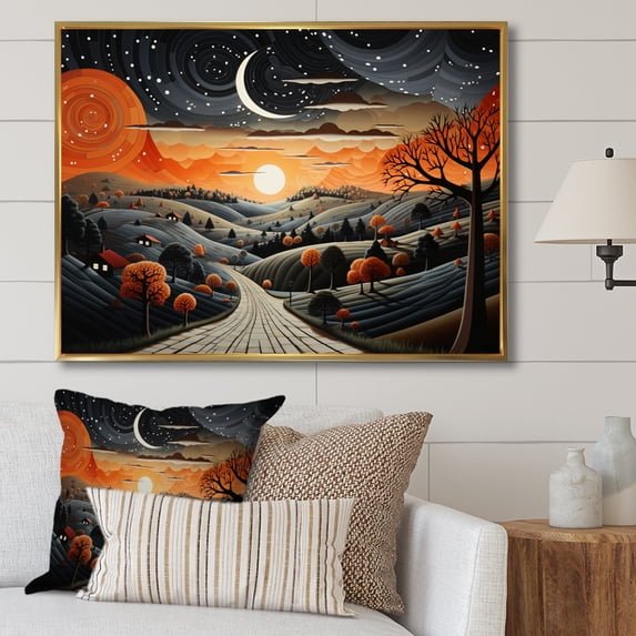 Designart "Country Road Monochrome Serenity V" Modern Floater Framed Wall Art Living Room