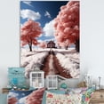 thumbnail image 1 of Designart "Country Snow Pink Trees" Floral Wall Art Living Room, 1 of 5