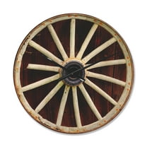 Designart 'Country Wagon Wheel on Wooden' Farmhouse Wood Wall Clock