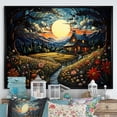 thumbnail image 1 of Designart "Countryside Charm At Night" Landscapes Floater Framed Canvas Print, 1 of 7