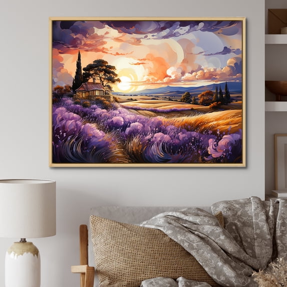 Designart "Countryside Charm In Tuscany, Italy" Flowers Floater Framed Canvas Prints