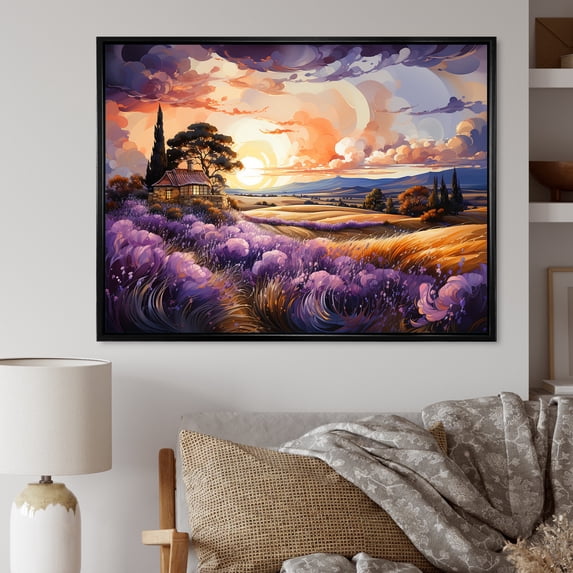 Designart "Countryside Charm In Tuscany, Italy" Flowers Floater Framed Canvas Prints