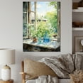 thumbnail image 1 of Designart "Countryside Charm with Green and Blue Windows I" Farm Canvas Wall Art - Country Green Farm Windows Hallway Wall Art Decor, 1 of 6