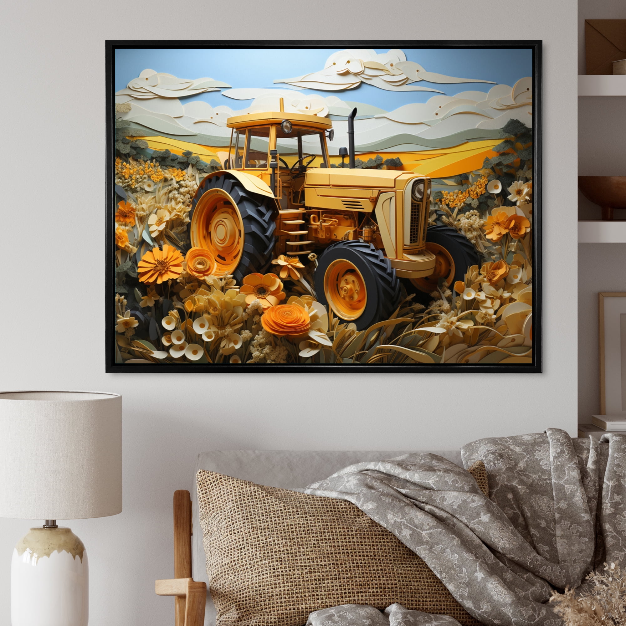 Farm Tractor Combine Agriculture Wall Art Decor Canvas Printing