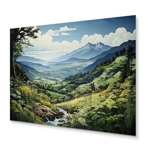 Designart "Countryside Mountain Vista Collage II" Landscapes Metal Wall Decor
