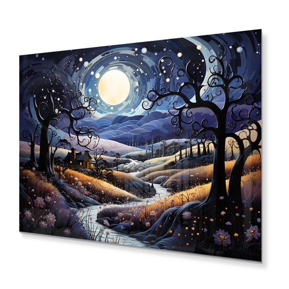 Designart "Countryside Nightfall Collage Landscape II" Landscapes Metal Wall Decor