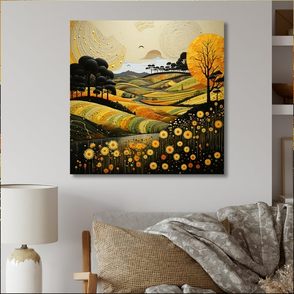 Designart "Countryside Reverie Painting I" Landscapes Canvas Print