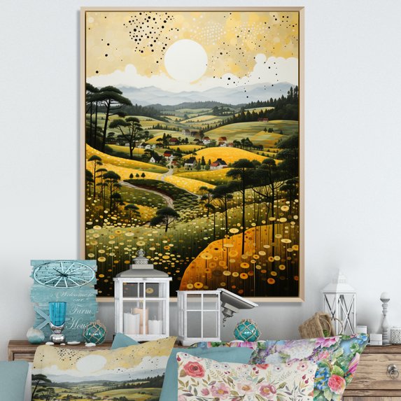 Designart "Countryside Reverie Painting III" Landscape & Nature Floater Framed Canvas Art Print