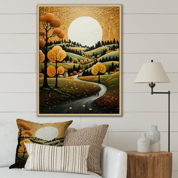 Designart "Countryside Reverie Painting V" Landscape & Nature Floater Framed Canvas Print