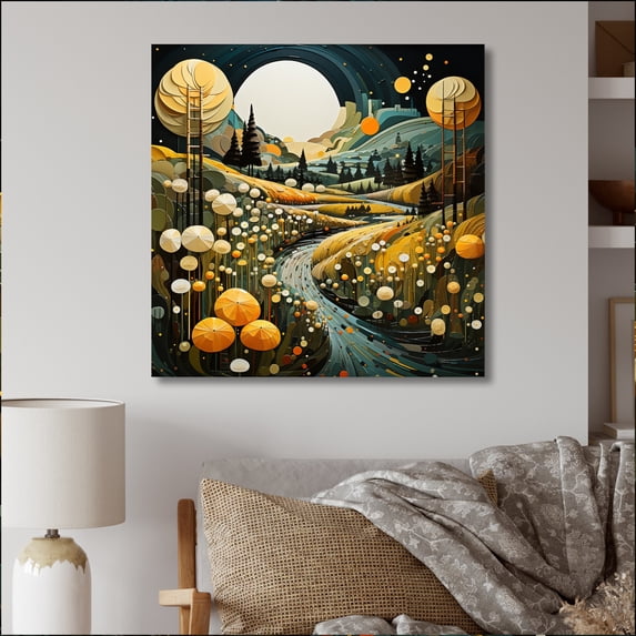 Designart "Countryside Reverie Painting VII" Landscapes Canvas Wall Art