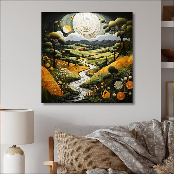 Designart "Countryside Reverie Painting X" Landscapes Wall Art Print