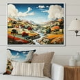 thumbnail image 1 of Designart "Countryside Scenery In De Stijl Style" Countryside Floater Framed Wall Art Living Room, 1 of 1