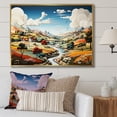 thumbnail image 1 of Designart "Countryside Scenery In De Stijl Style" Countryside Floater Framed Wall Art Living Room, 1 of 5