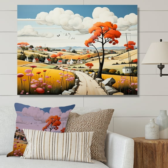 Designart "Countryside Scenery In De Stijl Style III" Countryside Wall Decor