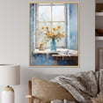 thumbnail image 1 of Designart "Countryside Windows with Yellow Flowers I" Farm Framed Wall Art - Country Blue Farm Windows Living Room Framed Canvas Art, 1 of 6