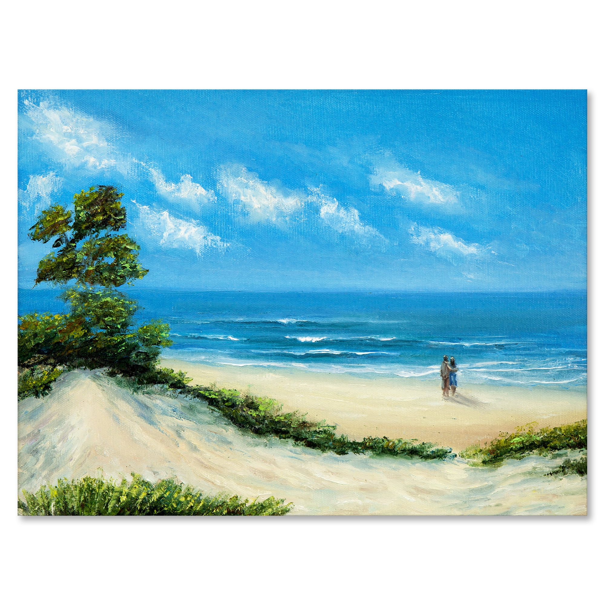 Designart ' Couple At The Beach In Sunlight ' Nautical & Coastal Canvas Wall Art Print