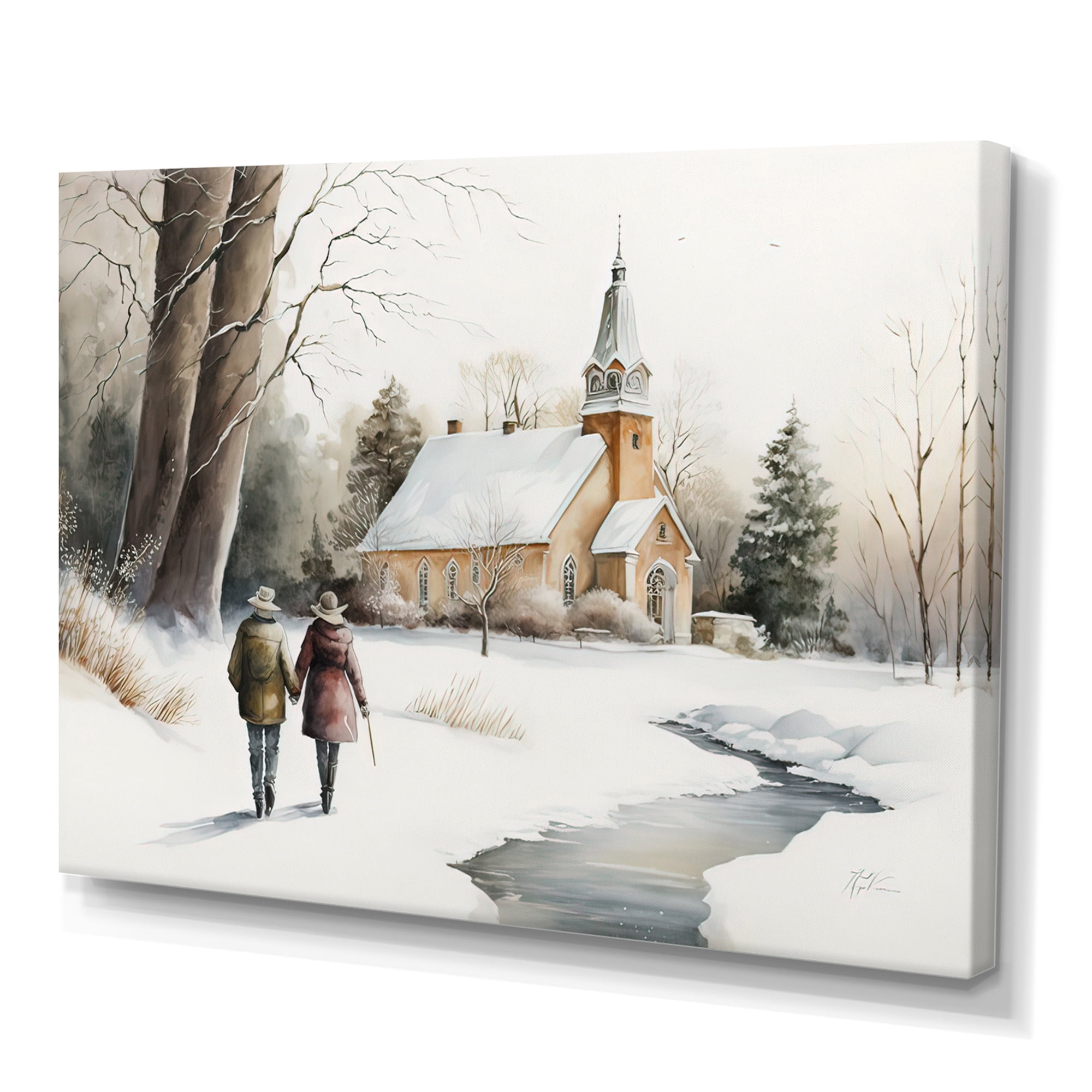 Designart Couple In Love Going To The Church I Canvas Wall Art