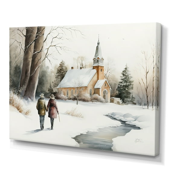 Designart Couple In Love Going To The Church I Canvas Wall Art