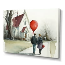 Designart Couple In Love Going To The Church II Canvas Wall Art