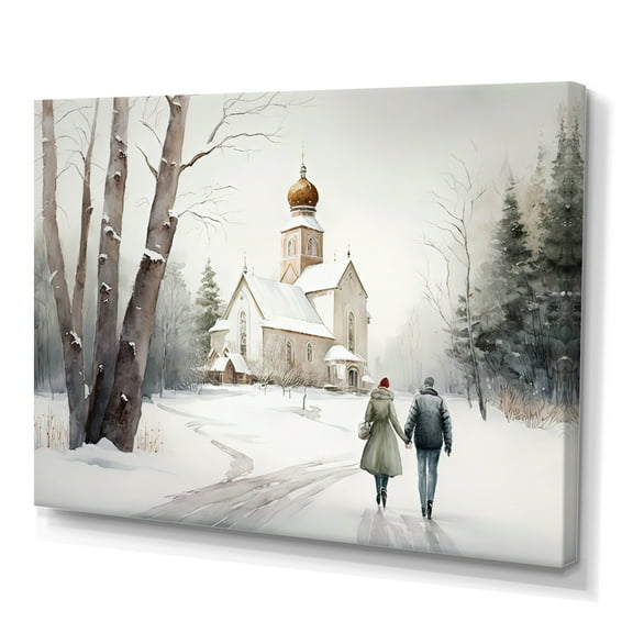 Designart Couple In Love Going To The Church III Canvas Wall Art