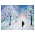 thumbnail image 1 of Designart ' Couple In Love Walks During Snowy Winter Times ' Traditional Canvas Wall Art Print, 1 of 4