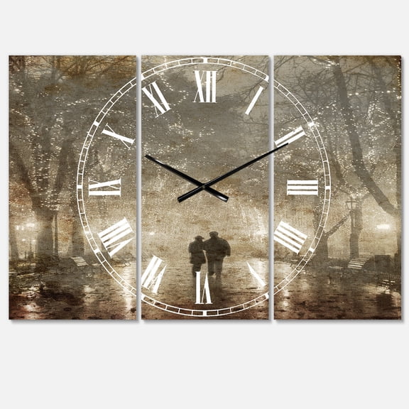 Designart 'Couple Walking in Night Lights' Traditional Wall Clock