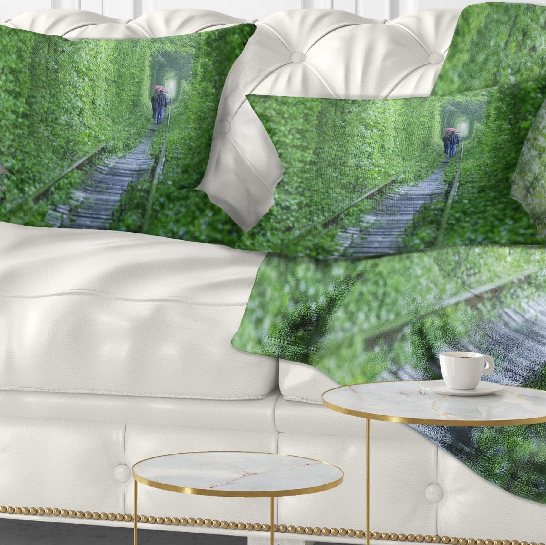 Designart Couple Walking into Tunnel - Landscape Printed Throw Pillow - 12x20