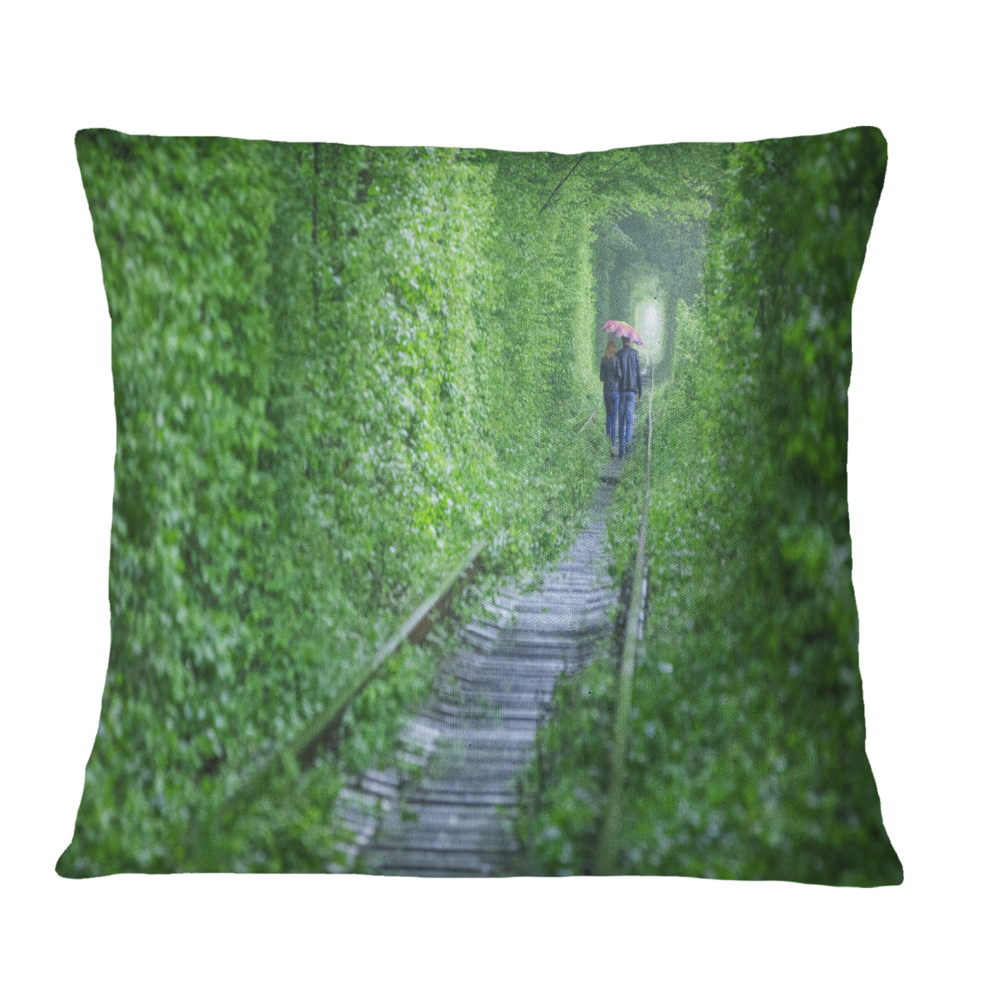 Designart Couple Walking into Tunnel - Landscape Printed Throw Pillow - 16x16