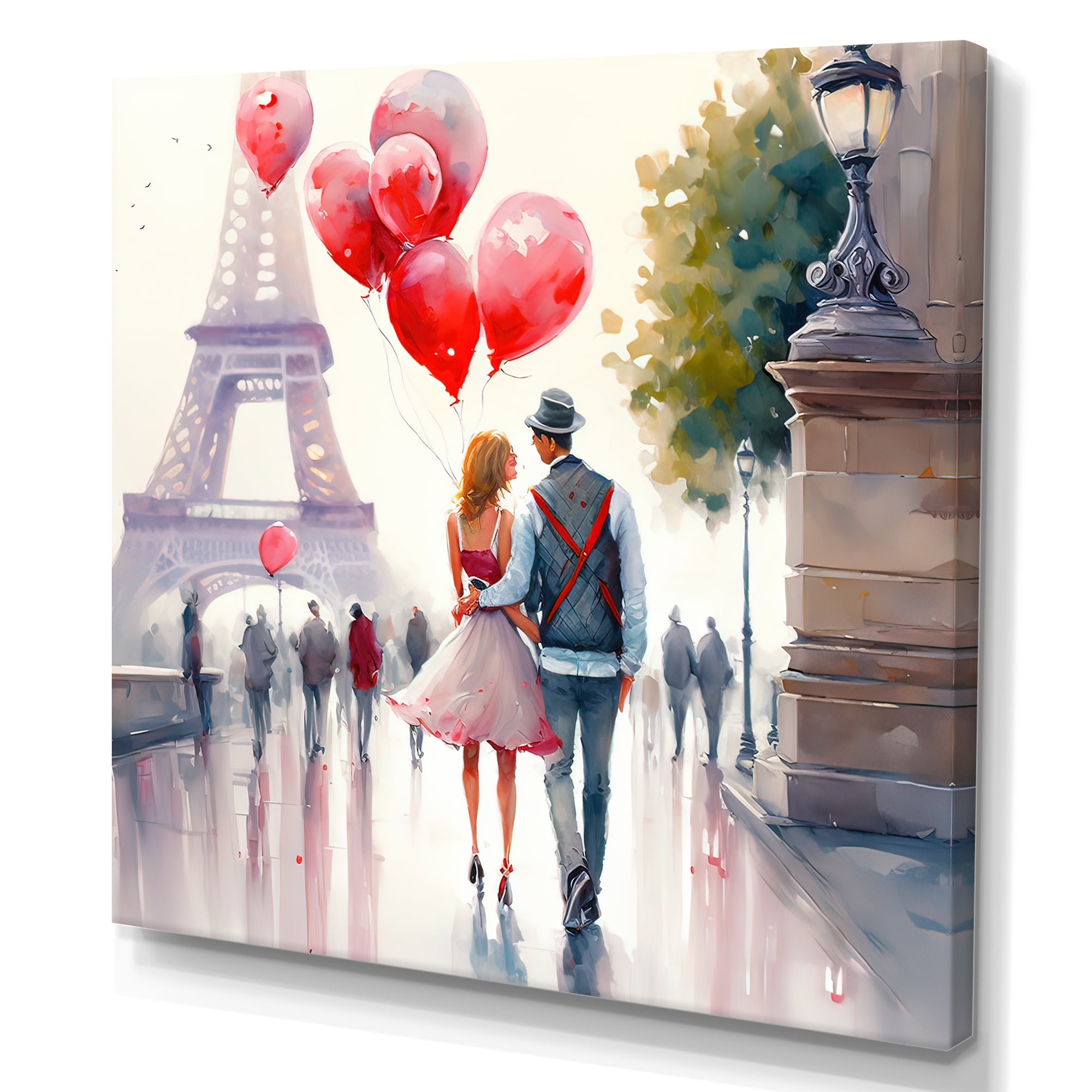 Designart Couples In Love In Paris III Canvas Wall Art