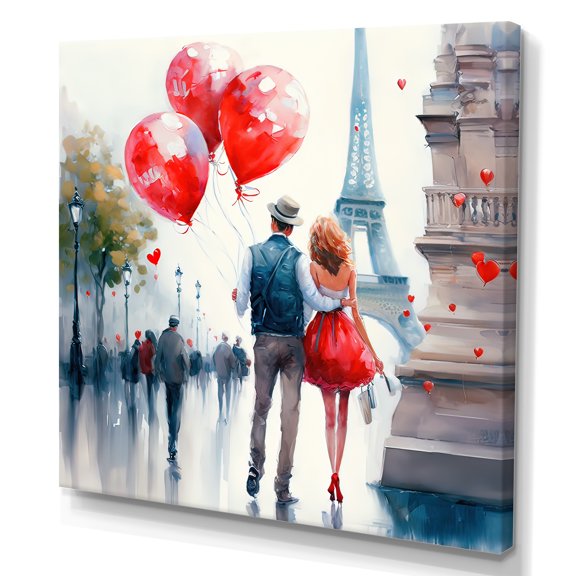Designart Couples In Love In Paris IV Canvas Wall Art