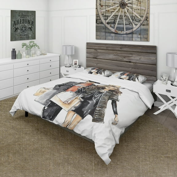 Designart 'Couples Waking Along side' Glamour Duvet Cover Set