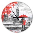 thumbnail image 1 of Designart 'Couples Walking in London ' Modern wall clock, 1 of 3