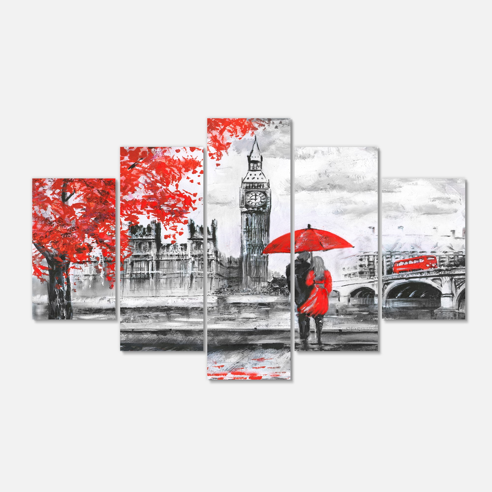 Designart 'Couples Walking in Paris ' Landscape Canvas Art Print