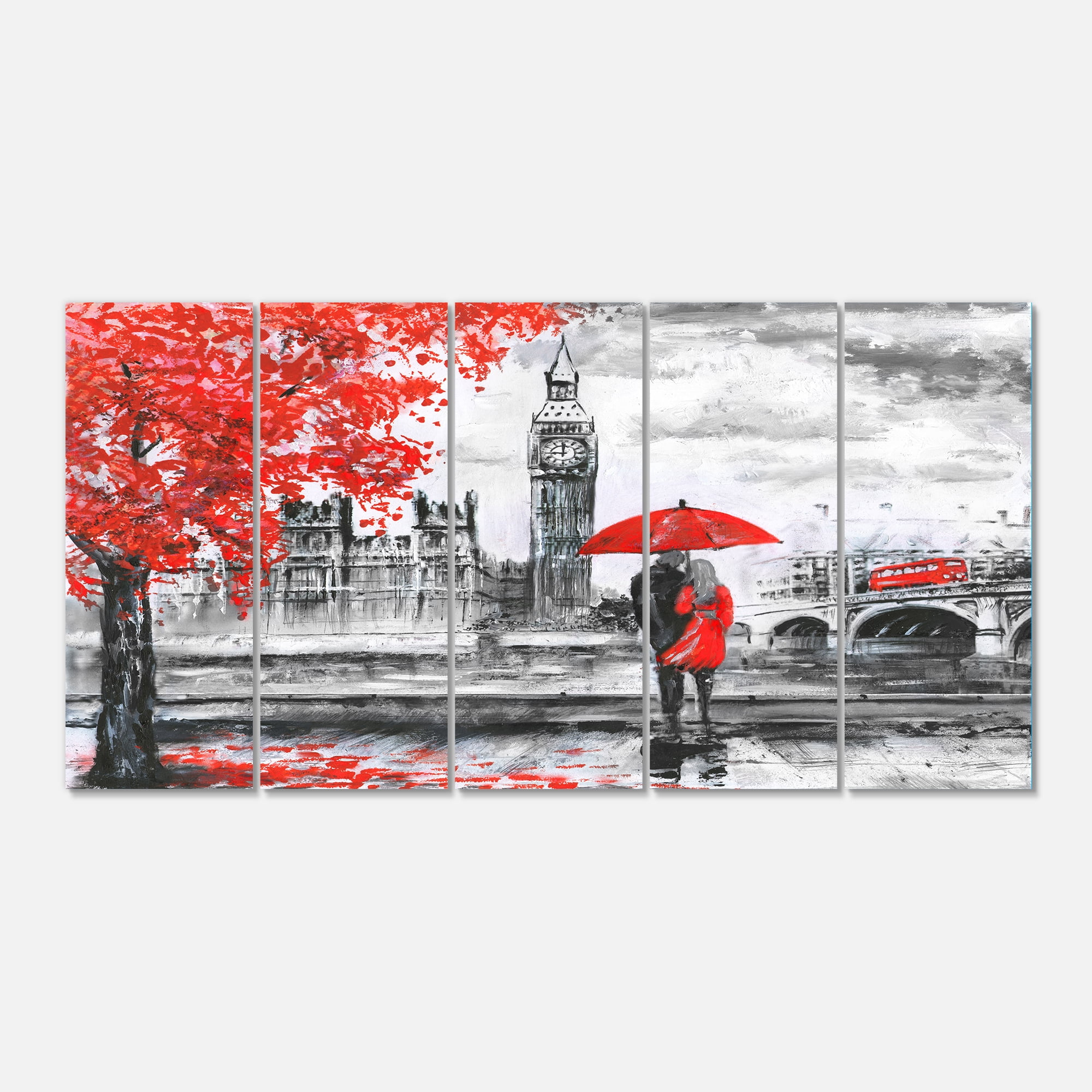 Designart 'Couples Walking in Paris ' Landscape Canvas Art Print