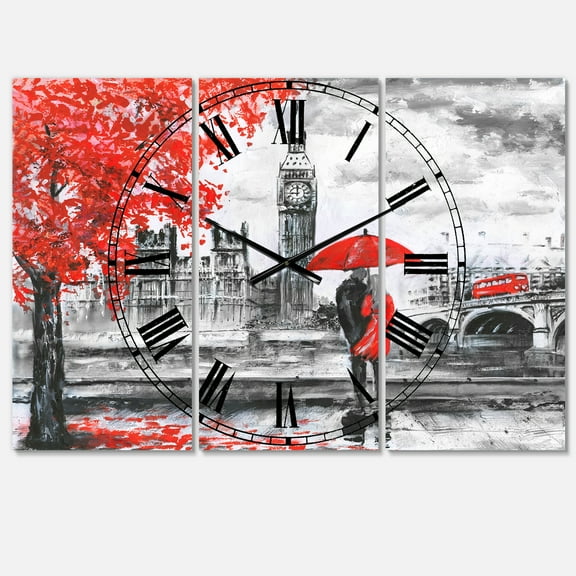 Designart 'Couples Walking in Paris' Mediterranean wall clock