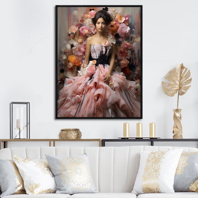 Designart "Couture Garden Fashion Portrait III" Fashion Framed Wall Art