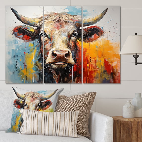 Designart "Cow Majestic Bovine composition II" Animals Metal Wall Art Set