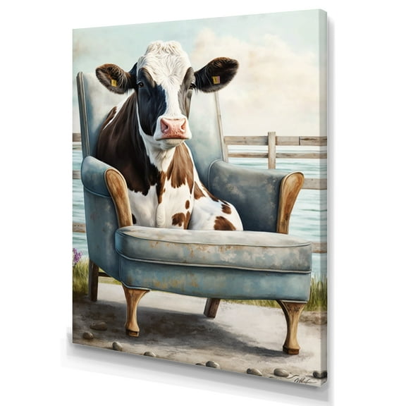 Designart Cow On A Chair I Canvas Wall Art