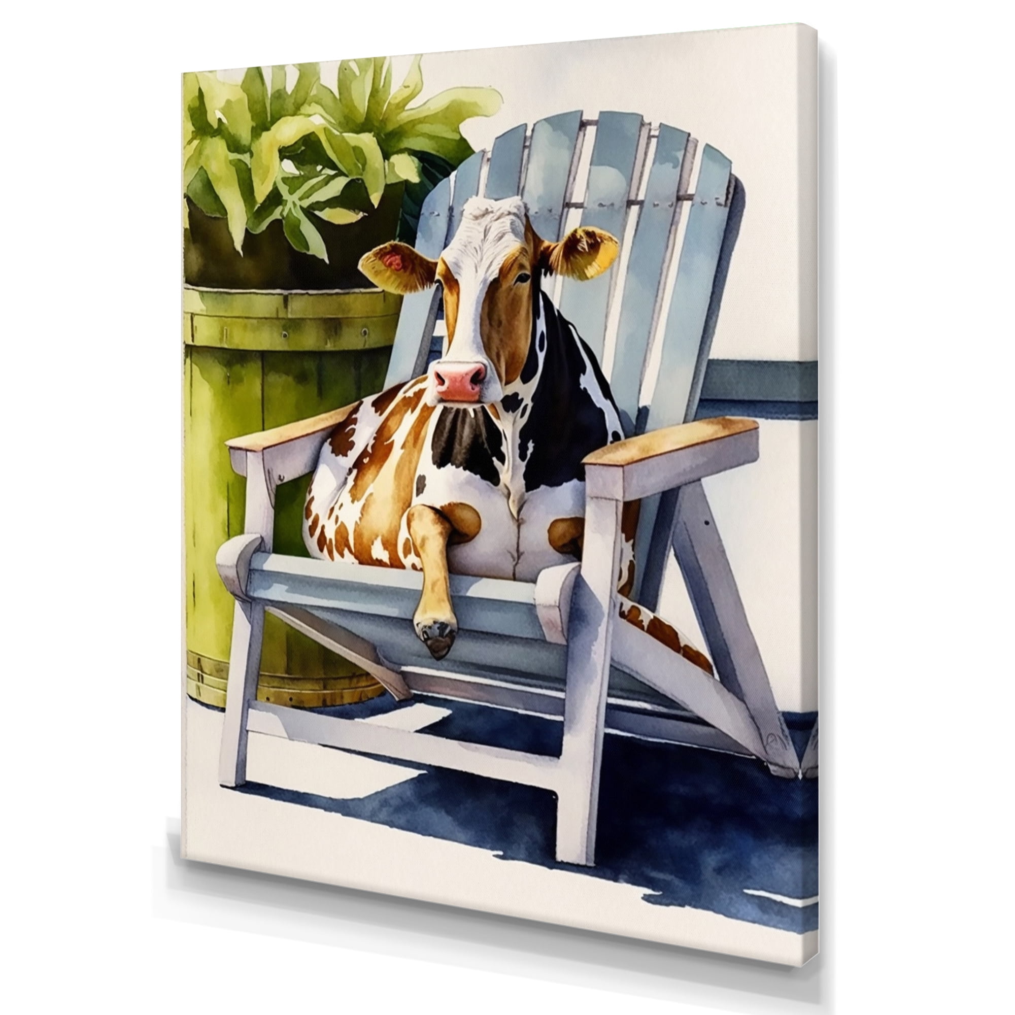 Designart Cow On A Chair V Canvas Wall Art