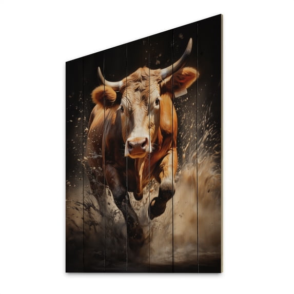 Designart "Cow beauty" Animals Print on Natural Pine Wood