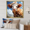 Designart "Cow in a Flower Meadow" Animals Framed Wall Art Decor